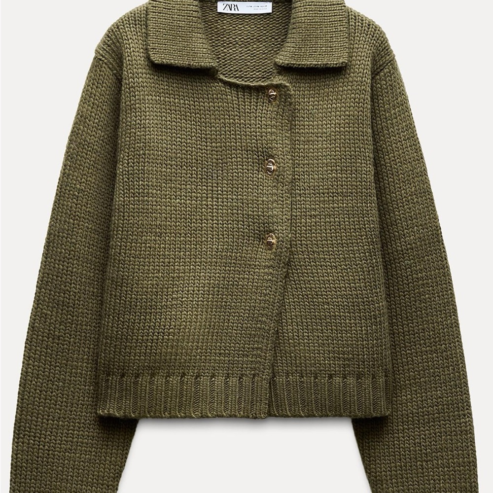 Zara Khaki Green Women's Cardigan